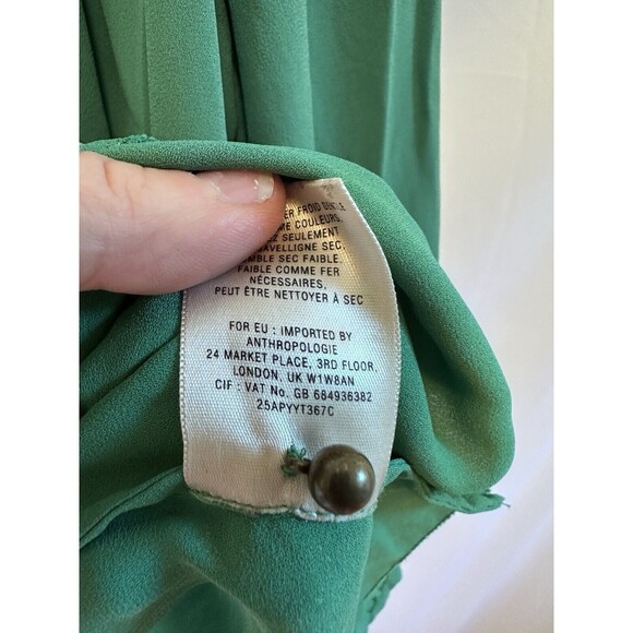 Maeve Anthropologie Sz  4 Kelly Green Long Sleeve Blouse - Picture 9 of 11